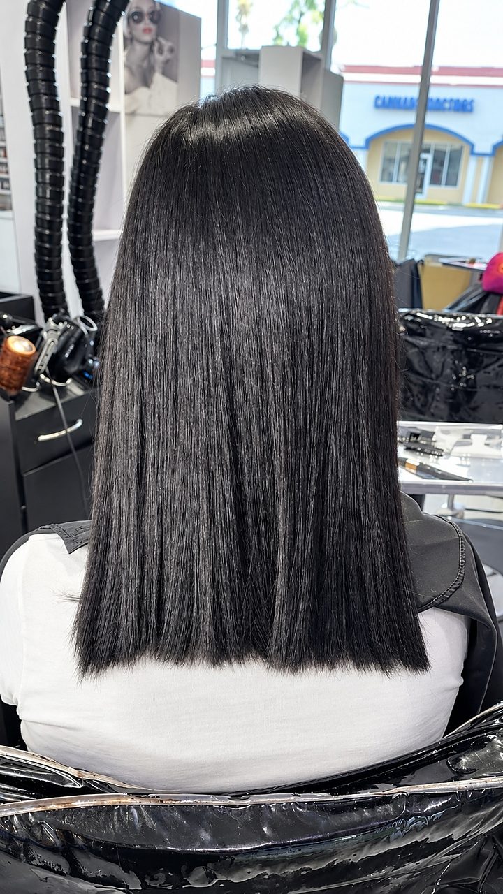Before: shoulder-length black hair